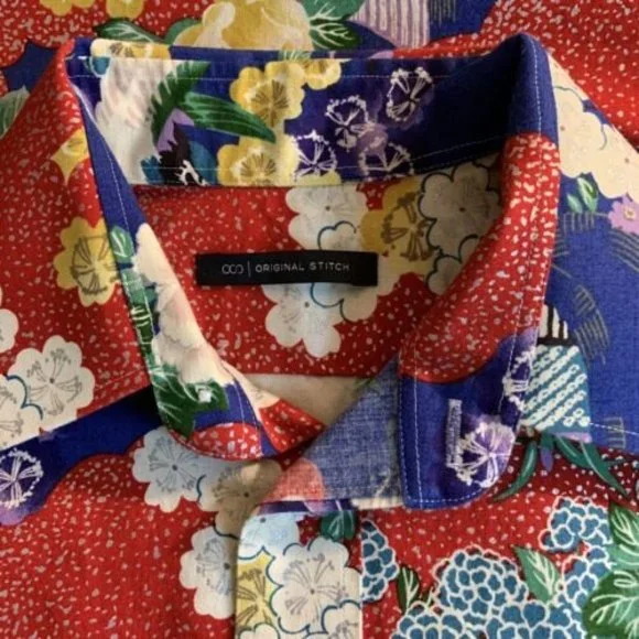 Original Stitch Mens Size L Long Sleeve Cotton Japan Button Up Multicolor - Picture 7 of 12